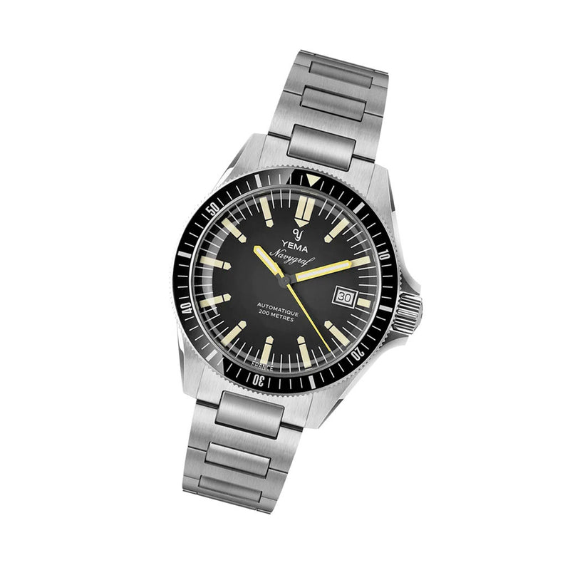 Yema Navy Heritage with Black Dial on Bracelet #YEMA-09