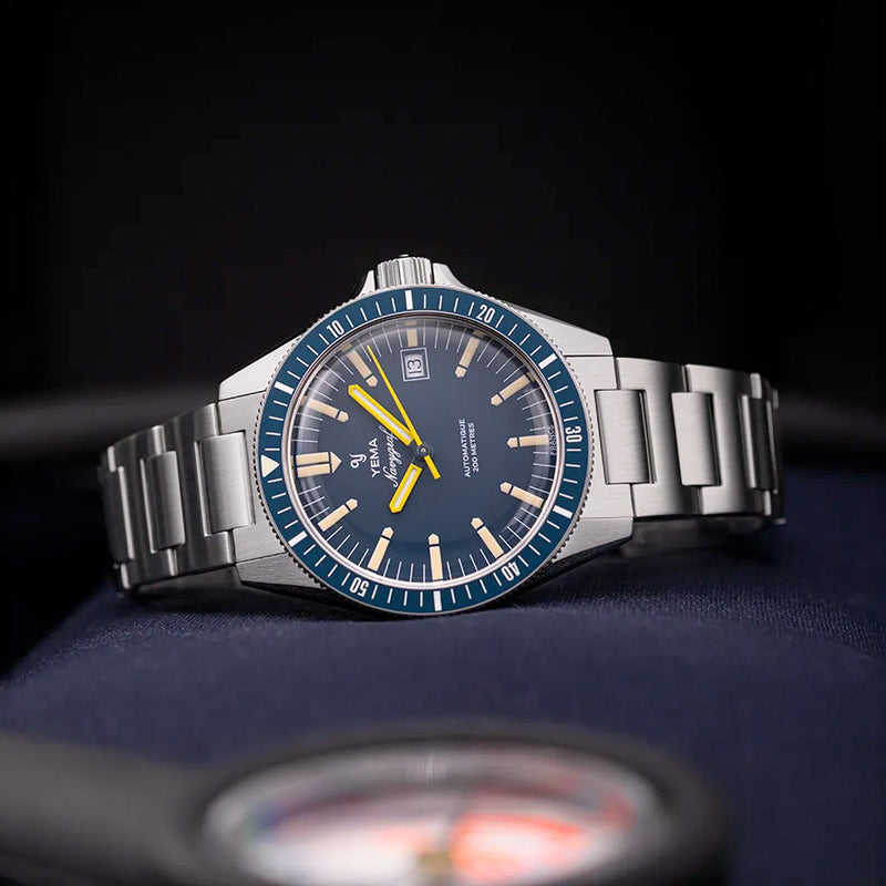 Yema Navy Heritage with Blue Dial on Bracelet #YEMA-10
