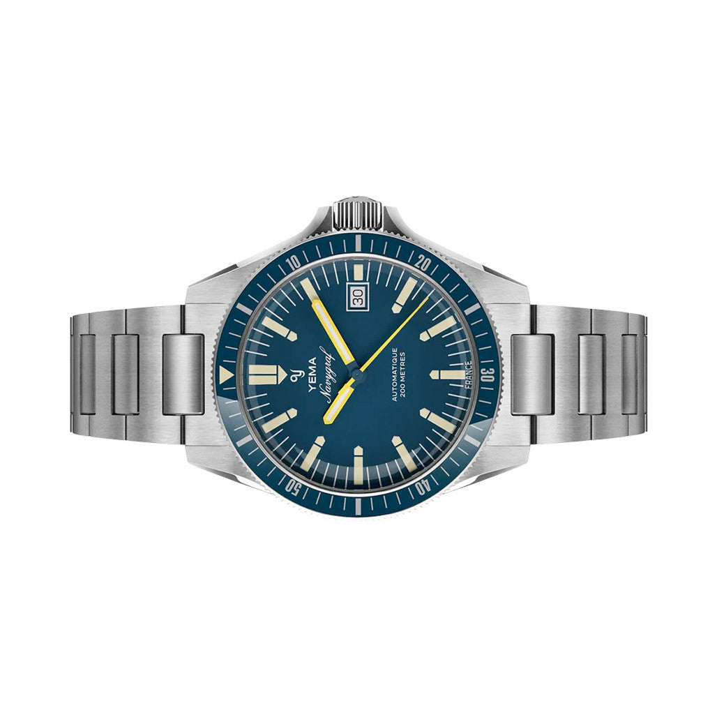 Yema Navy Heritage with Blue Dial on Bracelet #YEMA-10 — Long