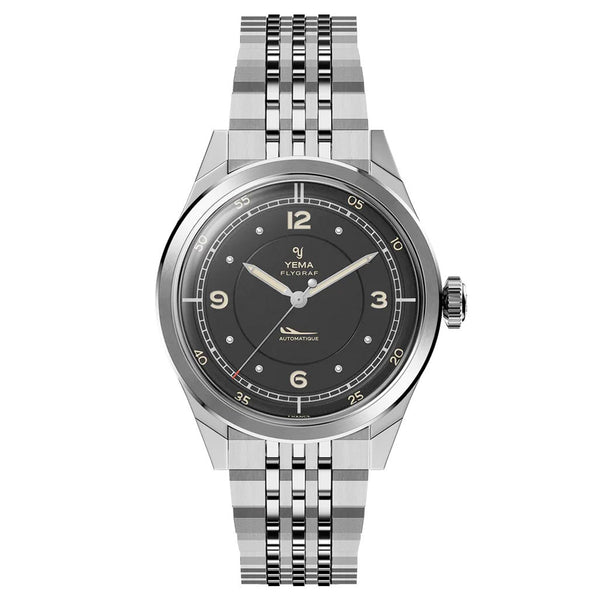 Yema Flygraf Pilot with Black Dial on Bracelet #YEMA-12