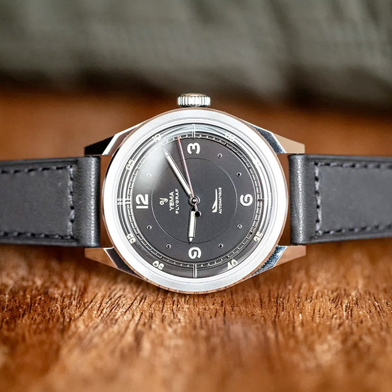 Yema Flygraf Pilot with Black Dial on Bracelet #YEMA-12