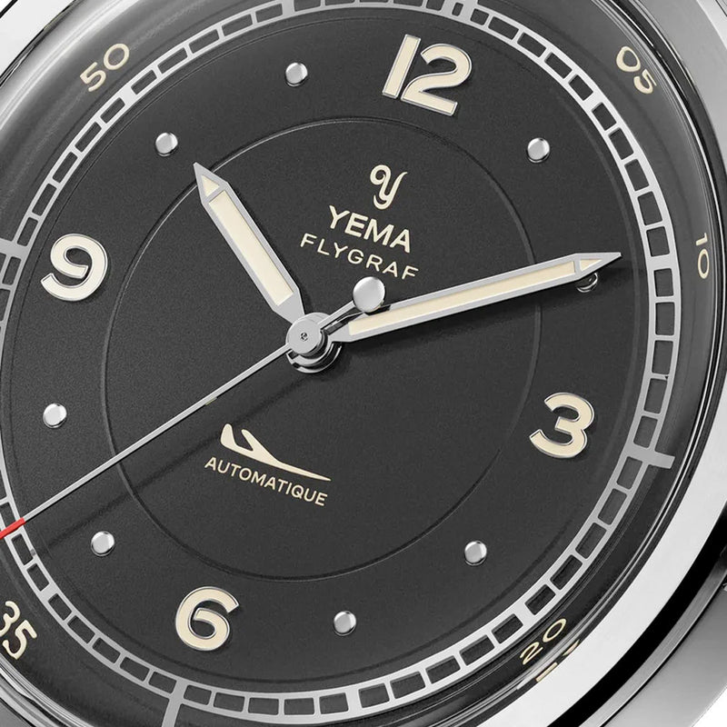 Yema Flygraf Pilot with Black Dial on Bracelet #YEMA-12