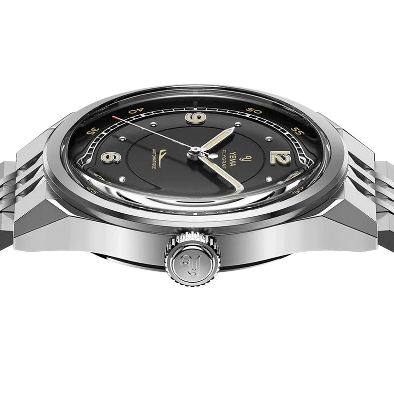 Yema Flygraf Pilot with Black Dial on Bracelet #YEMA-12