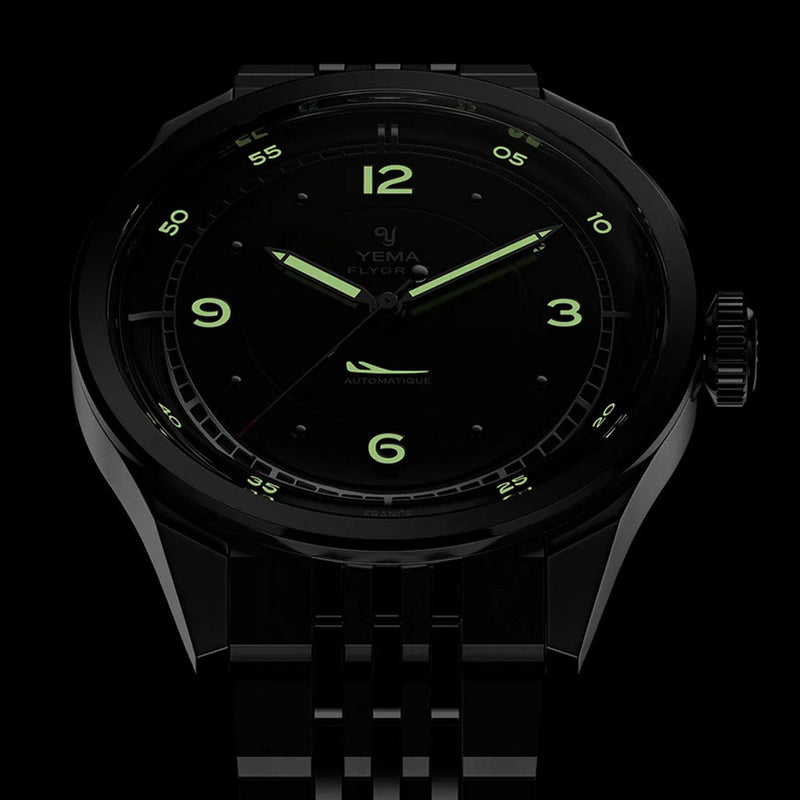 Yema Flygraf Pilot with Black Dial on Bracelet #YEMA-12