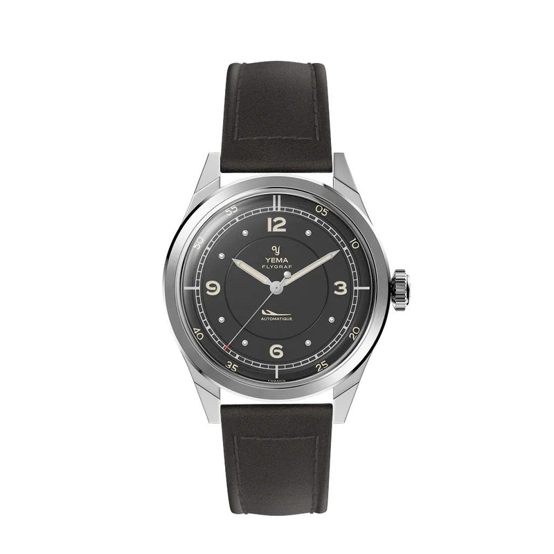 Yema Flygraf Pilot with Black Dial on Bracelet #YEMA-12