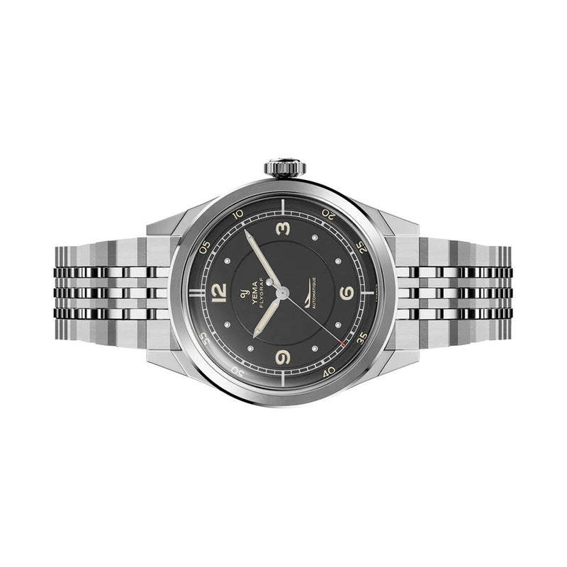 Yema Flygraf Pilot with Black Dial on Bracelet #YEMA-12