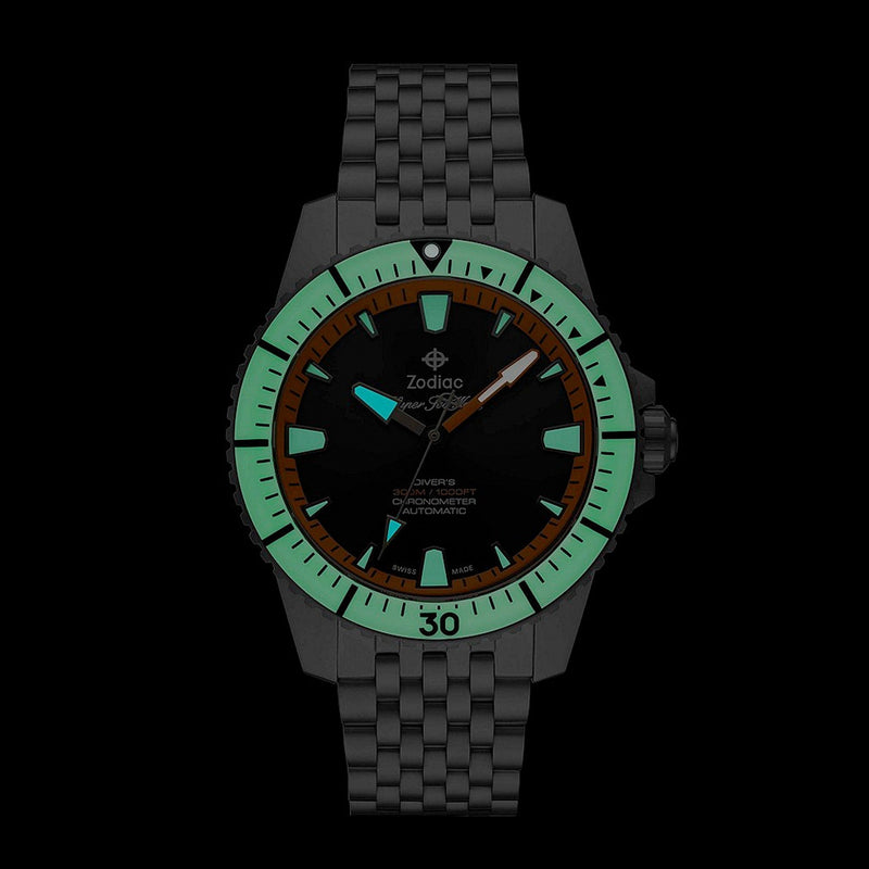 Zodiac Super Sea Wolf Pro-Diver Titanium Limited Edition #ZO3550 lume