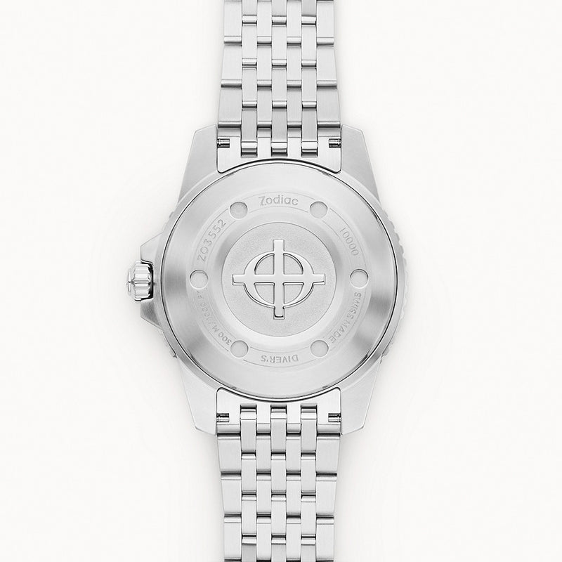 Zodiac Super Sea Wolf Pro-Diver Automatic Stainless Steel Watch #ZO3552 back
