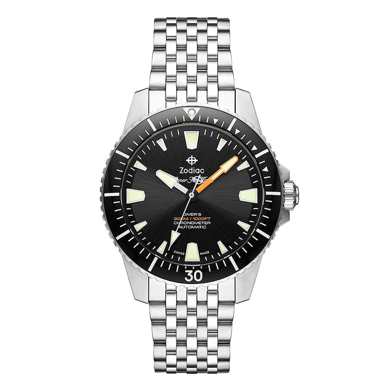 Zodiac Super Sea Wolf Pro-Diver Automatic Stainless Steel Watch #ZO3552 zoom