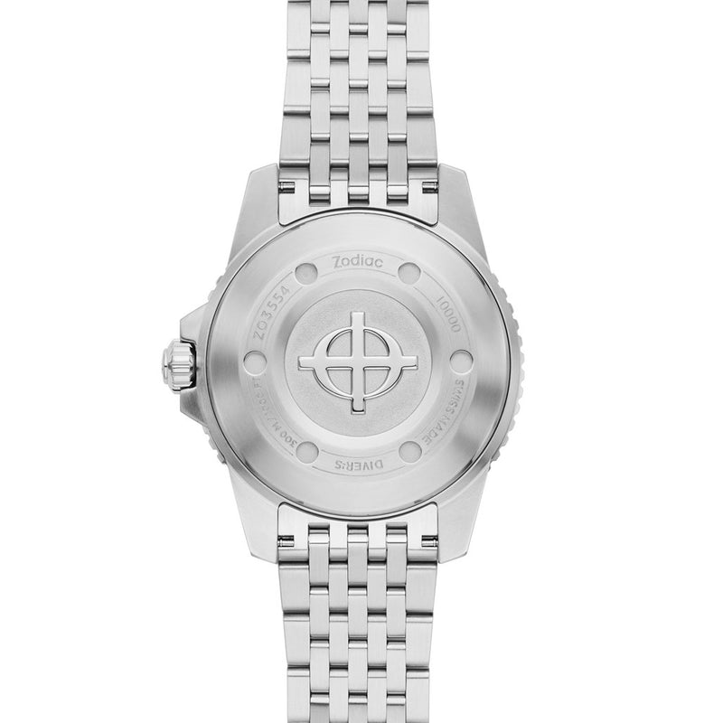 Zodiac Super Sea Wolf Pro-Diver with Black Dial and Blue Bezel #ZO3554 back