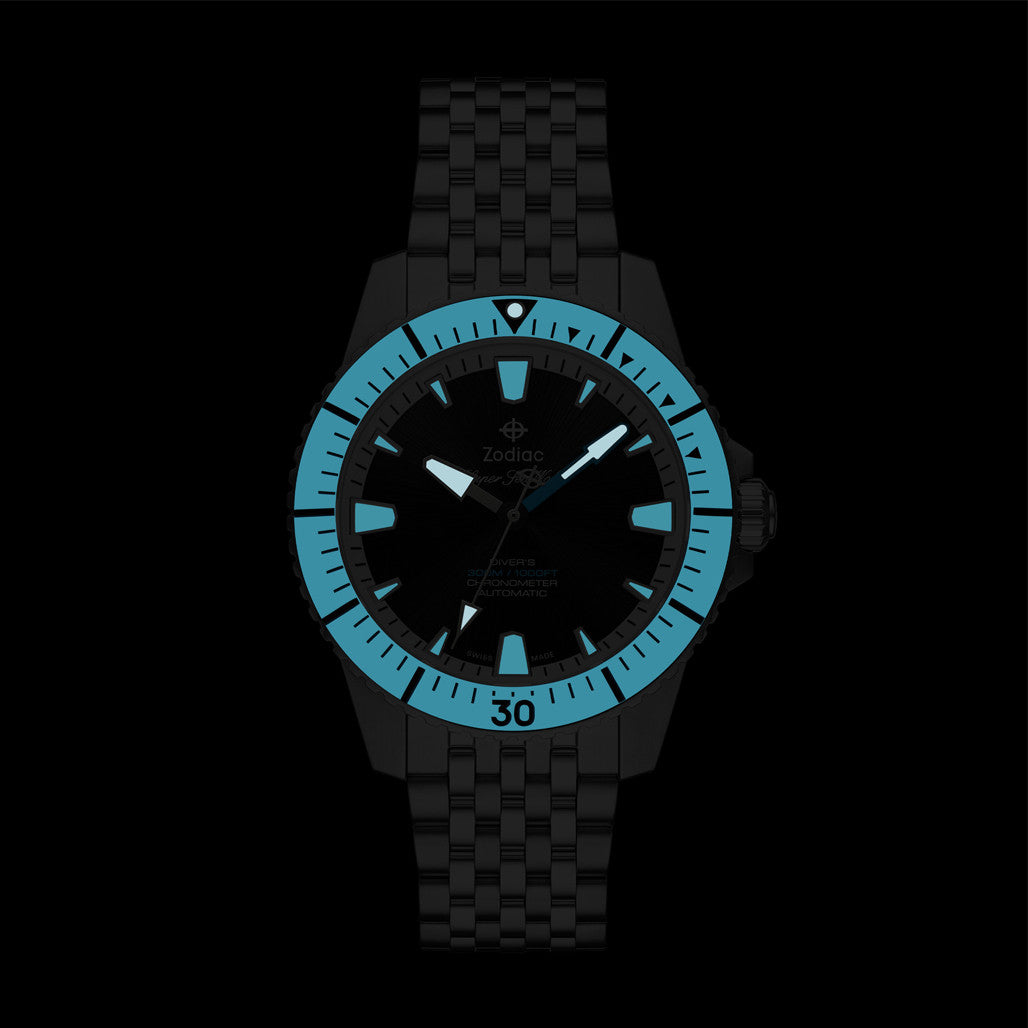 Zodiac Super Sea Wolf Pro-Diver with Black Dial and Blue Bezel