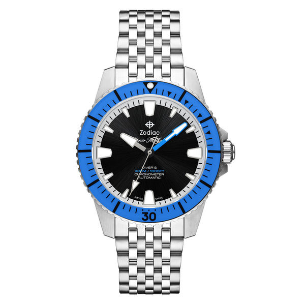 Zodiac Super Sea Wolf Pro-Diver with Black Dial and Blue Bezel
