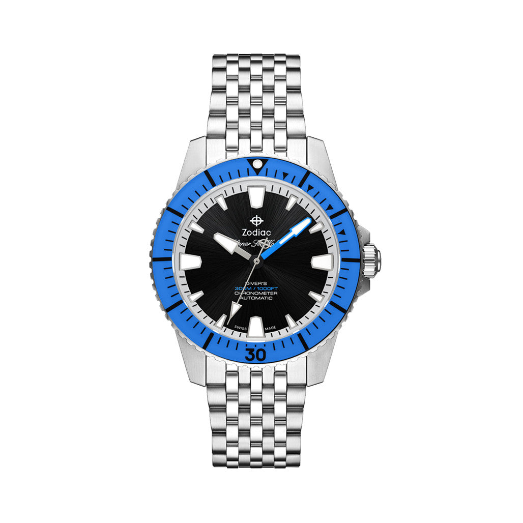 Zodiac Super Sea Wolf Pro-Diver with Black Dial and Blue Bezel