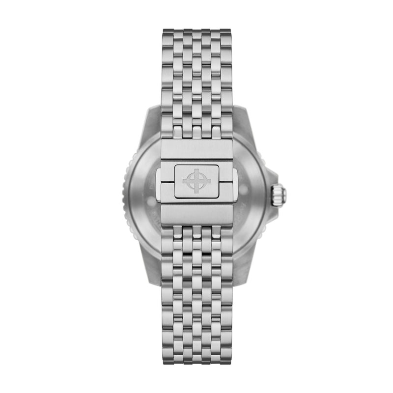 Zodiac Super Sea Wolf Pro-Diver with Silver Dial and Green Bezel #ZO3556 back