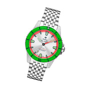 Zodiac Super Sea Wolf Pro-Diver with Silver Dial and Green Bezel #ZO3556 tilt