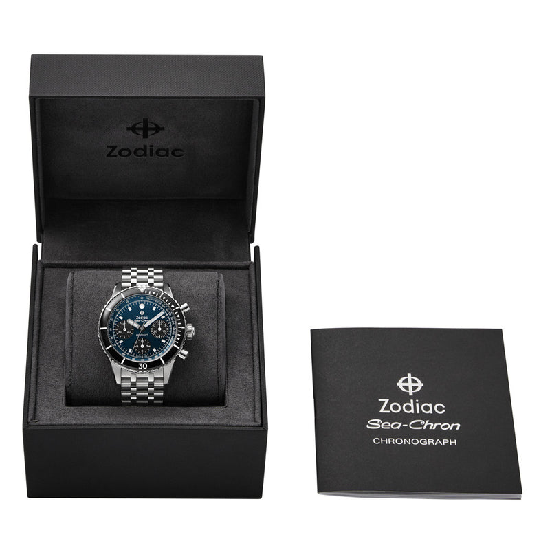 Zodiac Sea-Chrono Automatic Chronograph with Blue Dial #ZO3605 open box