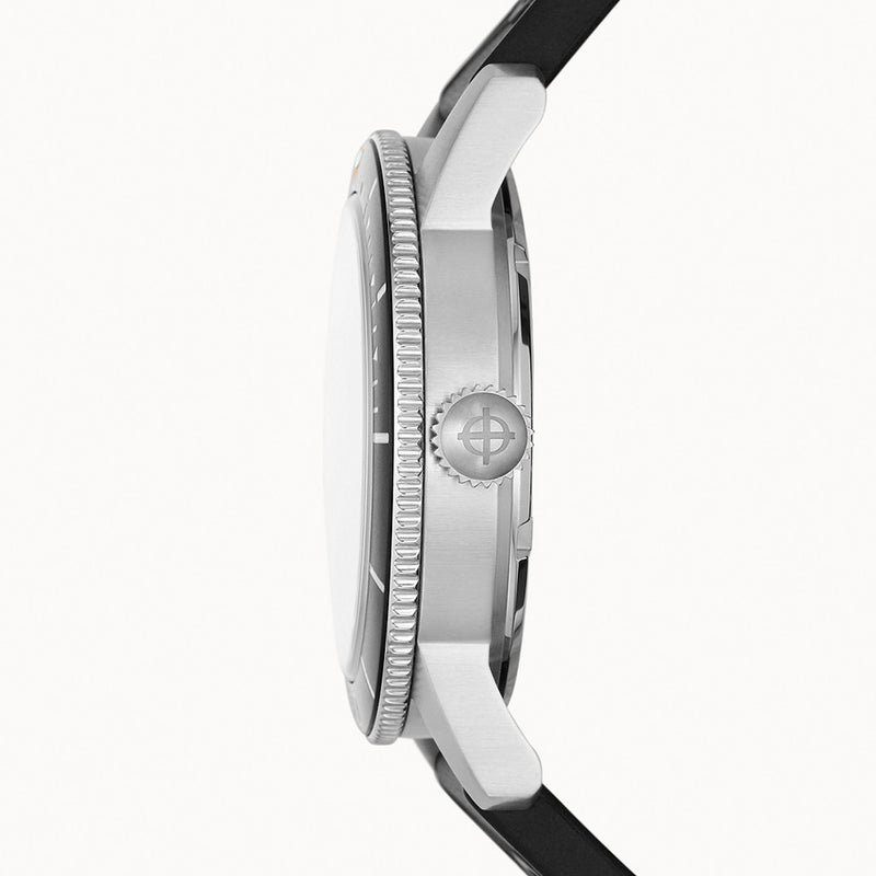 Zodiac Super Sea Wolf 53 Skin Automatic Black Rubber Watch #ZO9212 crown