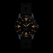 Zodiac Super Sea Wolf 53 Skin Automatic Black Rubber Watch #ZO9212 lume