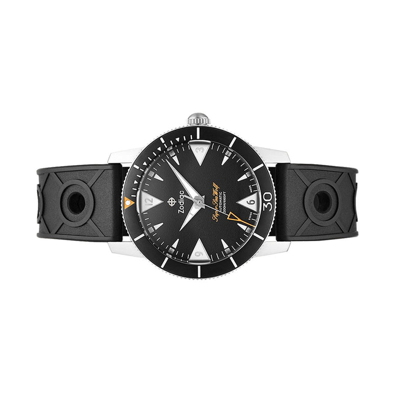 Zodiac Super Sea Wolf 53 Skin Automatic Black Rubber Watch #ZO9212 side