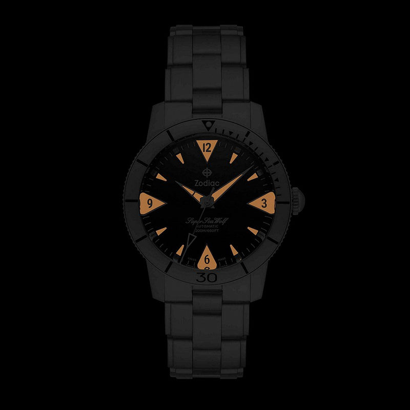 Zodiac Super Sea Wolf 53 Skin Automatic Stainless Steel Watch #ZO9213 lume