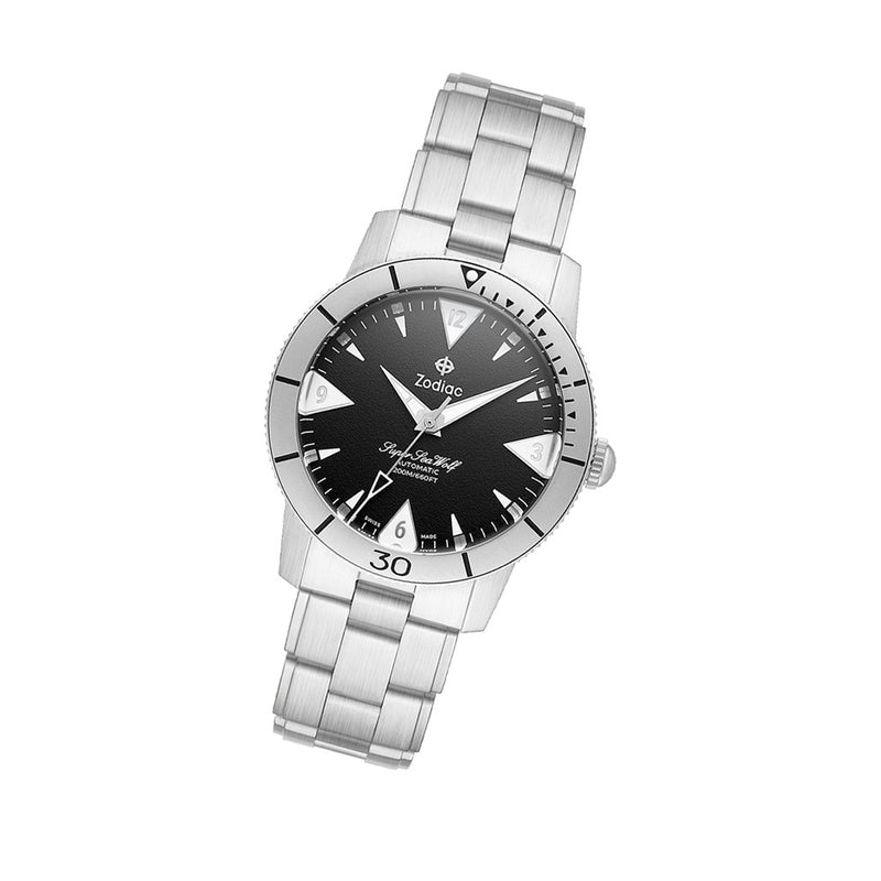 Zodiac Super Sea Wolf 53 Skin Automatic Stainless Steel Watch #ZO9213 tilt