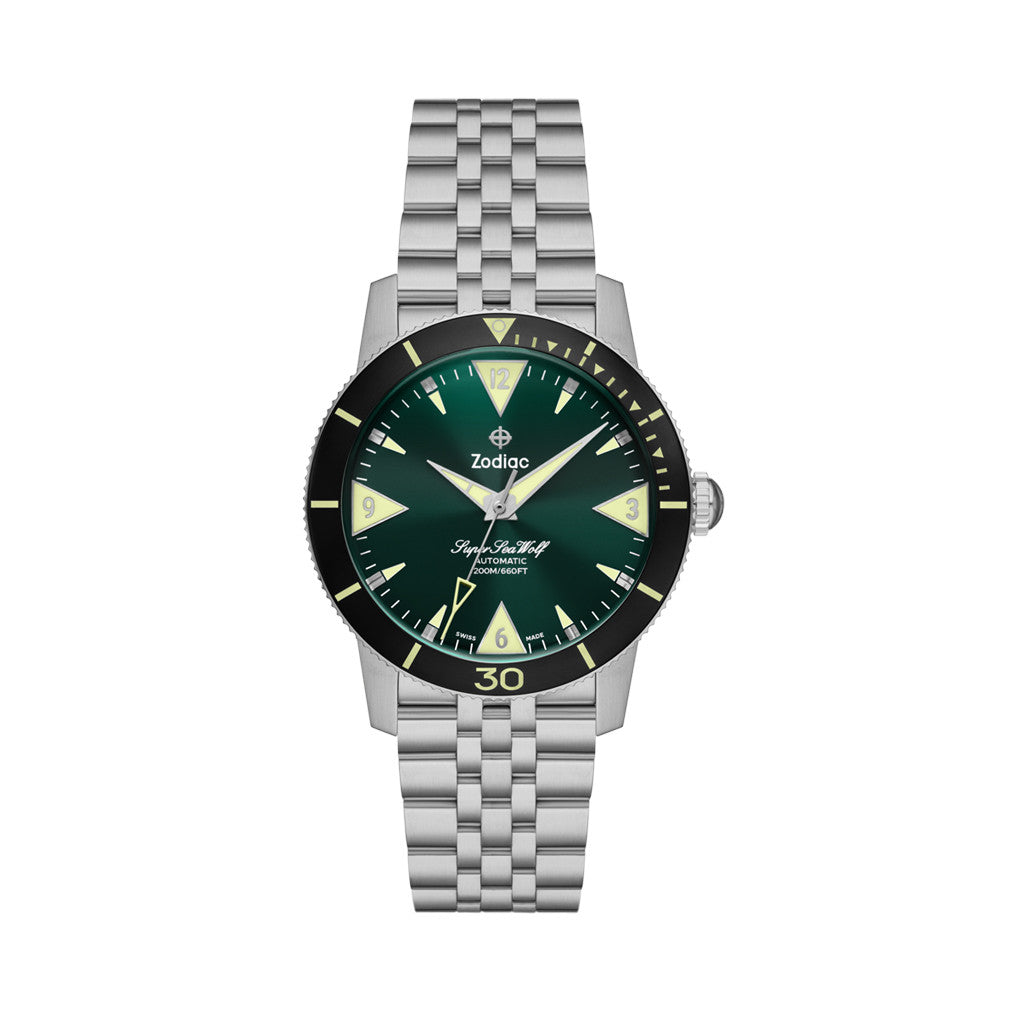 Zodiac Super Sea Wolf 53 Skin Diver Watch with Green Dial #ZO9218
