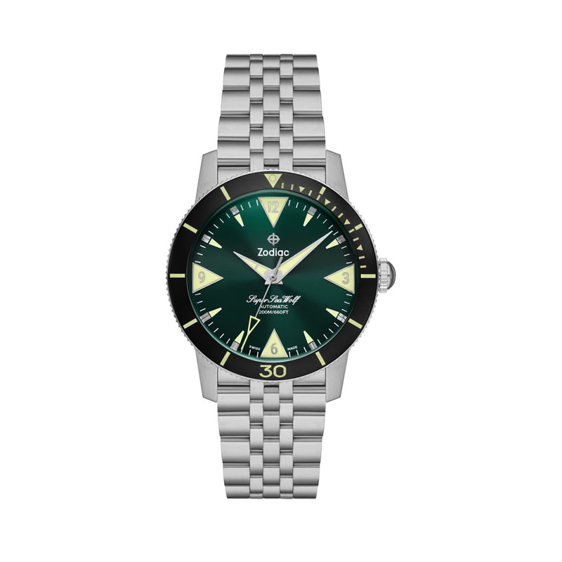 Zodiac Super Sea Wolf 53 Skin Diver Watch with Green Dial #ZO9218