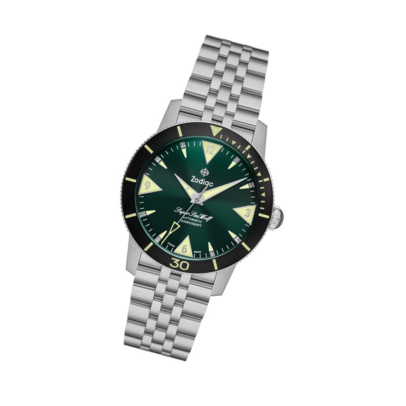Zodiac Super Sea Wolf 53 Skin Diver Watch with Green Dial #ZO9218