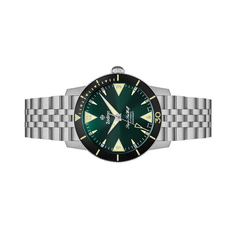 Zodiac Super Sea Wolf 53 Skin Diver Watch with Green Dial #ZO9218