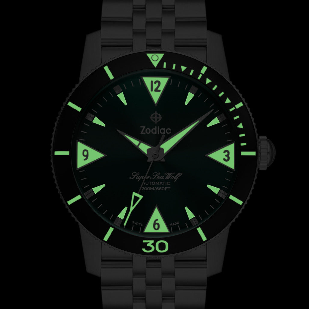 Zodiac Super Sea Wolf 53 Skin Diver Watch with Green Dial #ZO9218