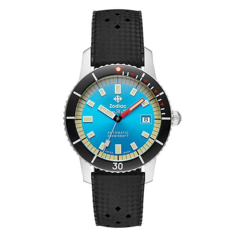 Zodiac Super Sea Wolf 53 Compression Automatic Black Rubber Watch #ZO9275 zoom