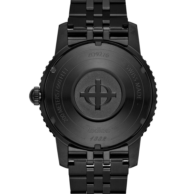 Zodiac Super Sea Wolf 53 Compression Automatic Black Stainless Steel Watch #ZO9276 back