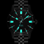 Zodiac Super Sea Wolf 53 Compression Automatic Black Stainless Steel Watch #ZO9276 lume