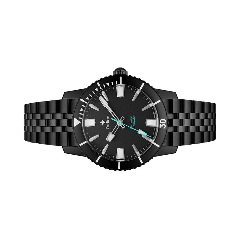 Zodiac Super Sea Wolf 53 Compression Automatic Black Stainless Steel Watch #ZO9276 side