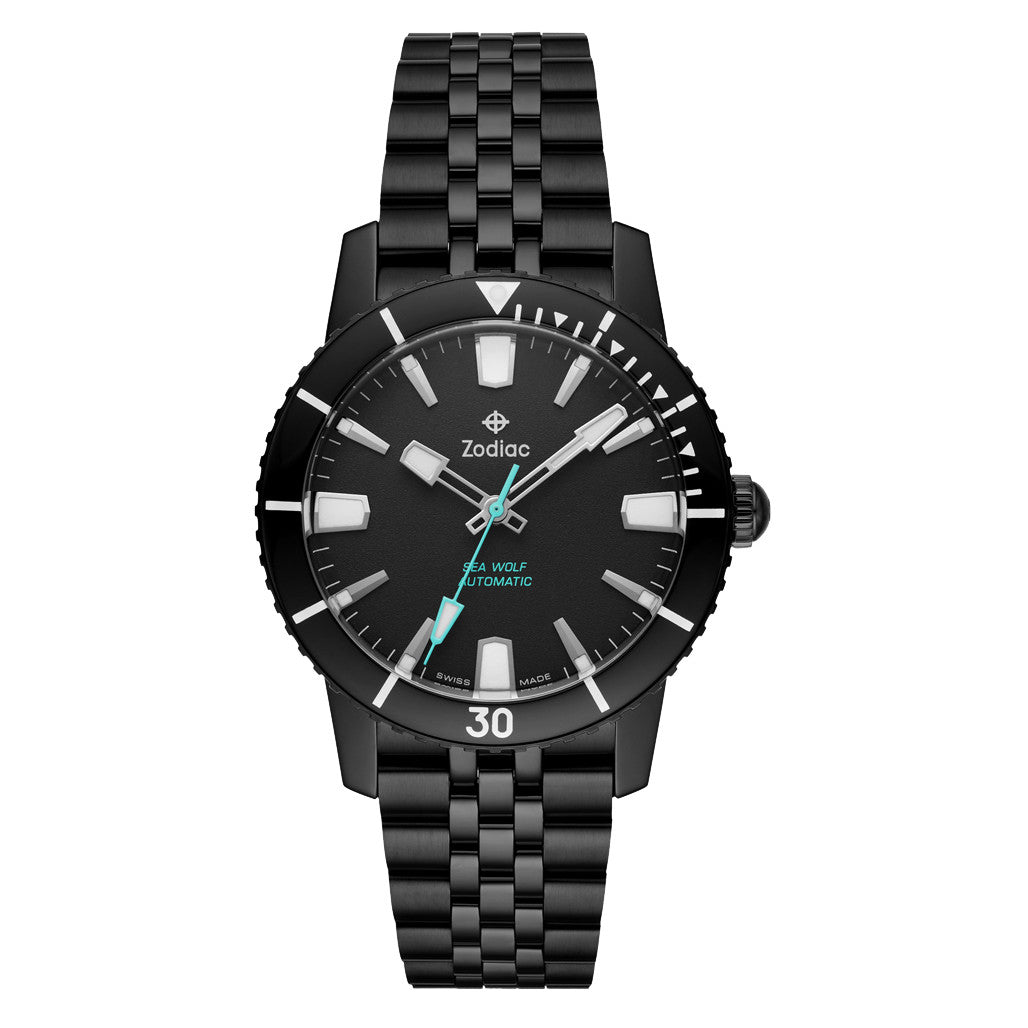 Zodiac Super Sea Wolf 53 Compression Automatic Black Stainless
