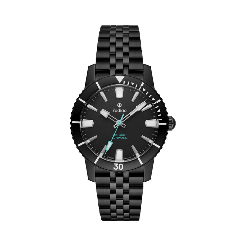 Zodiac Super Sea Wolf 53 Compression Automatic Black Stainless Steel Watch #ZO9276