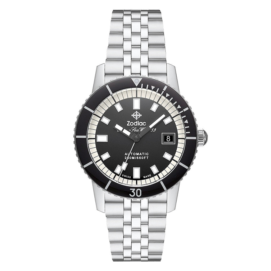 Zodiac Super Sea Wolf 53 Compression Automatic Stainless Steel