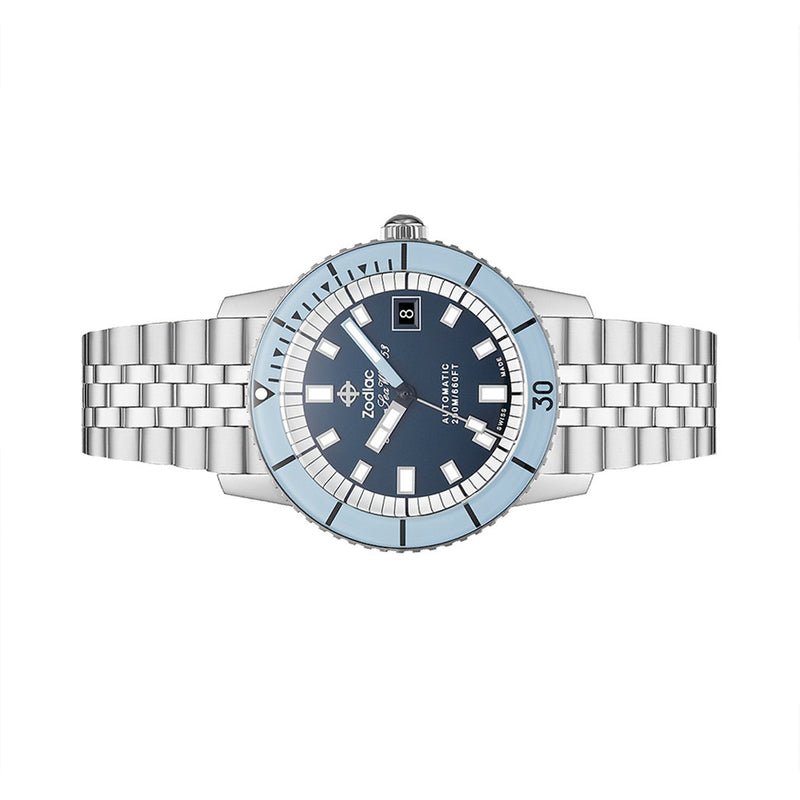 Zodiac Super Sea Wolf 53 Compression Automatic Stainless Steel Watch #ZO9287 side