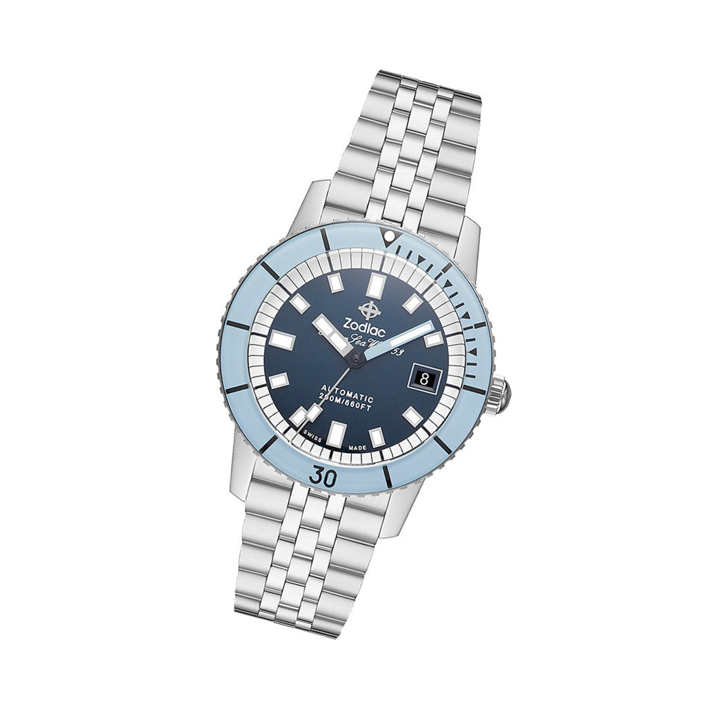 Zodiac Super Sea Wolf 53 Compression Automatic Stainless Steel