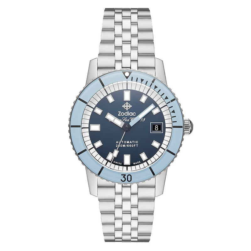 Zodiac Super Sea Wolf 53 Compression Automatic Stainless Steel Watch #ZO9287 zoom