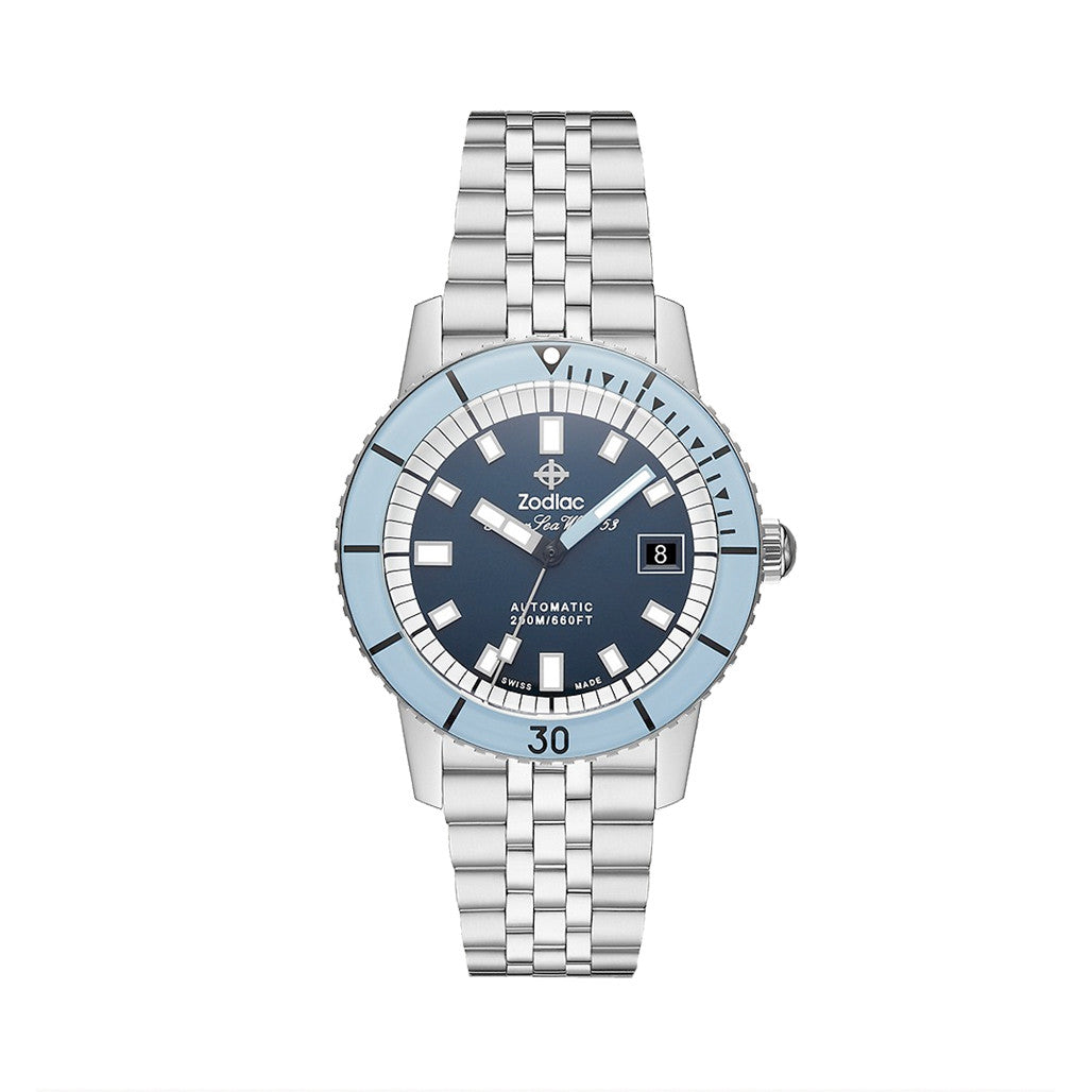 Zodiac Super Sea Wolf 53 Compression Automatic Stainless Steel