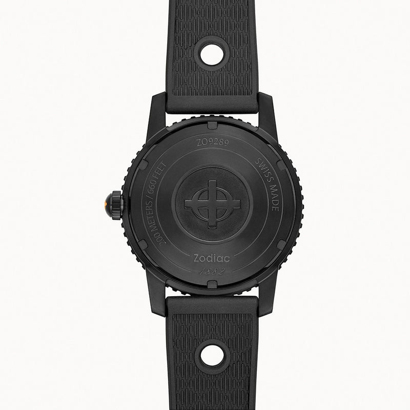 Zodiac Super Sea Wolf 53 Compression Automatic Black Rubber Watch #ZO9289 back