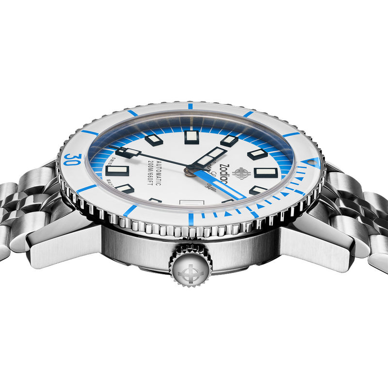 Zodiac Super Sea Wolf Compression Automatic Stainless Steel Watch #ZO9291 crown