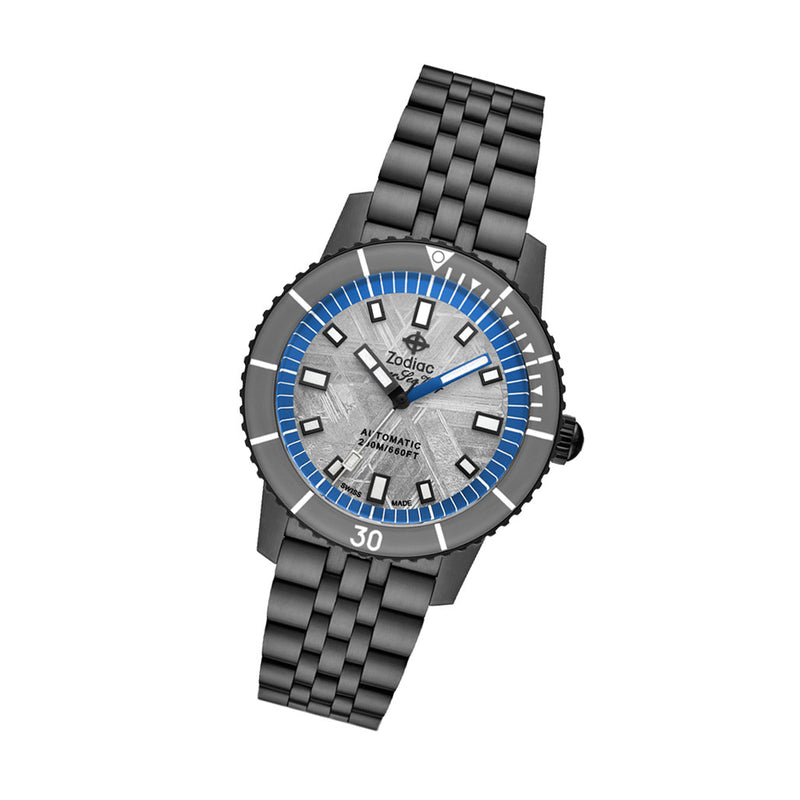 Zodiac Super Sea Wolf Limited Edition with Meteorite Dial and Blue Accents #ZO9293 tilt