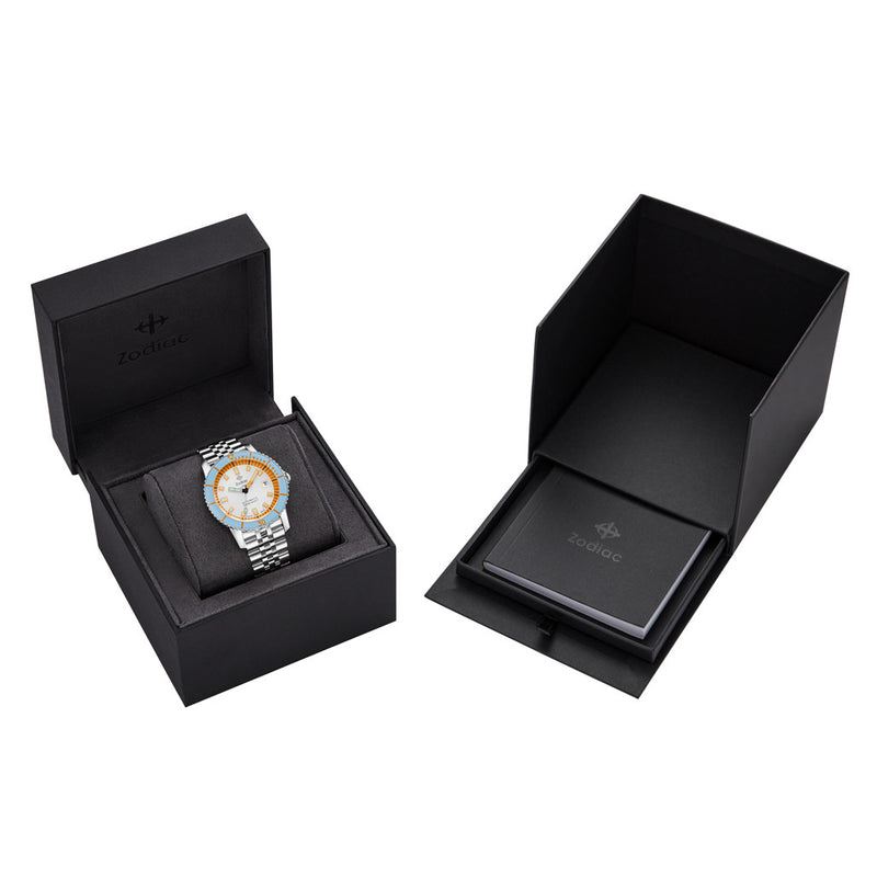 Zodiac Super Sea Wolf Compression Automatic Stainless Steel Watch #ZO9304 box
