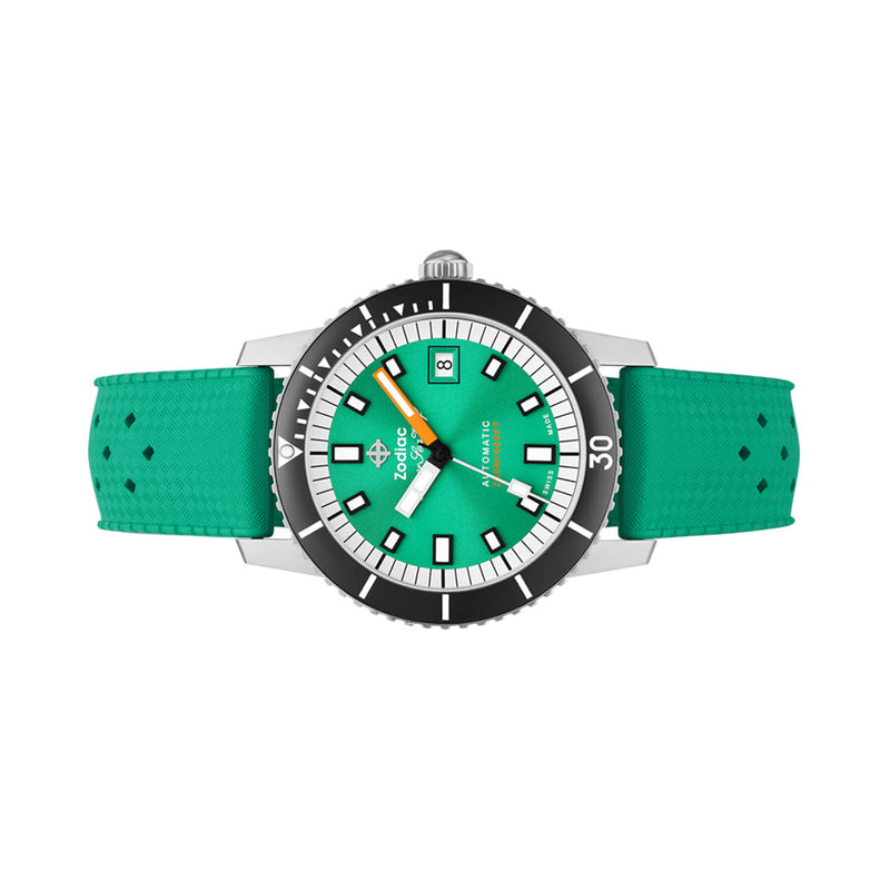 Zodiac Super Sea Wolf Automatic Sea Foam Green Watch with Rubber Strap #ZO9305 side