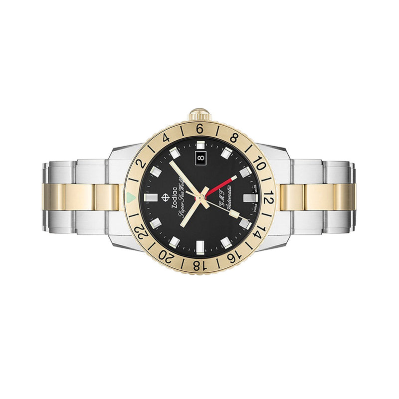 Zodiac Super Sea Wolf GMT Automatic Two-Tone Stainless Steel Watch #ZO9406 side