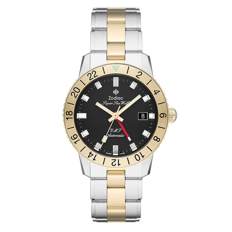 Zodiac Super Sea Wolf GMT Automatic Two-Tone Stainless Steel Watch #ZO9406 zoom