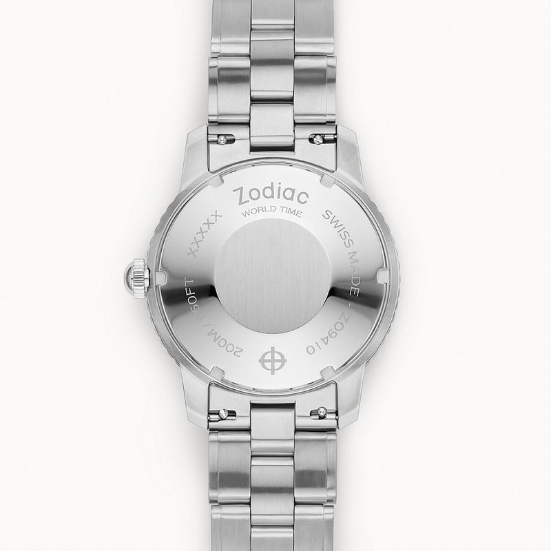 Zodiac Limited Edition Super Sea Wolf World Time Automatic Stainless Steel Watch #ZO9410 back