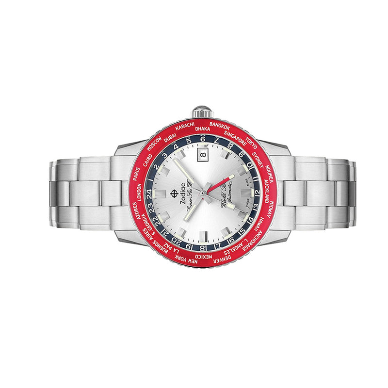 Zodiac Limited Edition Super Sea Wolf World Time Automatic Stainless Steel Watch #ZO9410 side